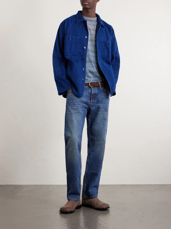  Blue Blue Japan - Textured-cotton Overshirt - Men - Blue - S 