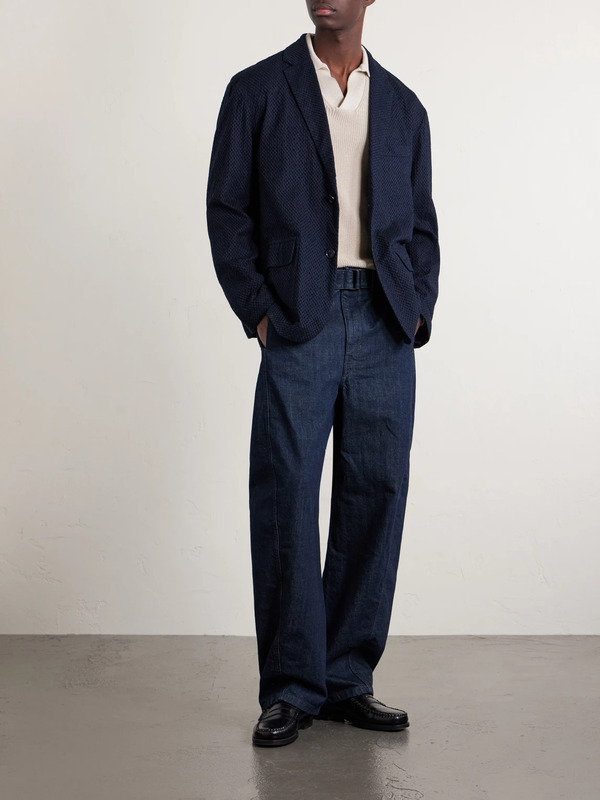  Blue Blue Japan - Textured Cotton Suit Jacket - Men - Blue - L 