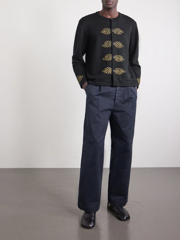  Bode - Bannister Appliquéd Virgin Wool Cardigan - Men - Black - M 