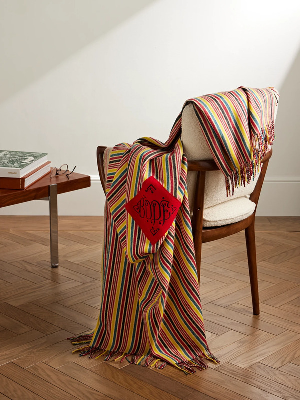  Bode - Lawrence Logo-appliquéd Striped Wool Blanket - Men - Multi 