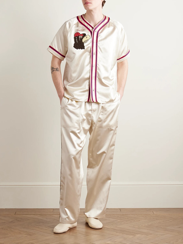  Bode - Redtail Appliquéd Embroidered Satin Shirt - Men - Neutrals - S 