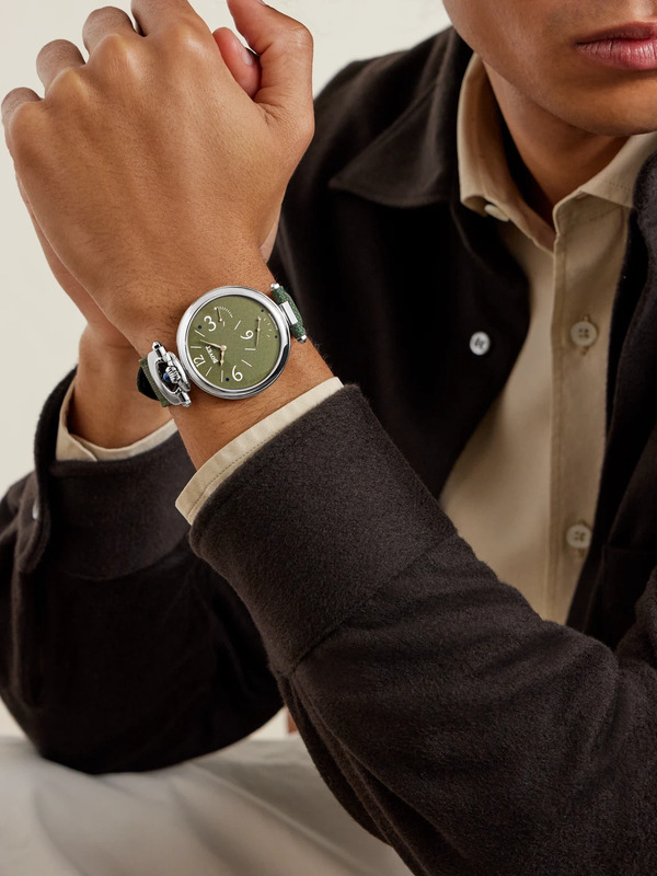  Bovet - 19thirty 10th Anniversary Hand-wound 42mm Stainless Steel And Leather Watch, Ref. No. Nts0118 - Men - Green 