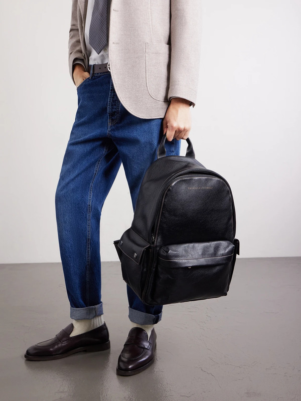 Brunello Cucinelli - Full-grain Leather Backpack - Men - Black 