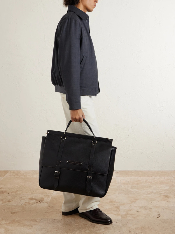  Brunello Cucinelli - Full-grain Leather Weekend Bag - Men - Black 