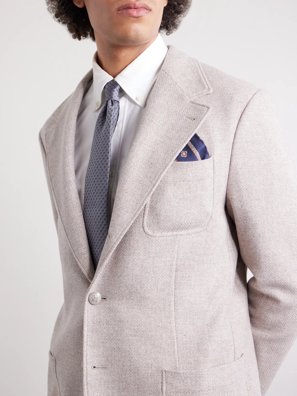 Brunello Cucinelli - Printed Silk Pocket Square - Men - Blue 