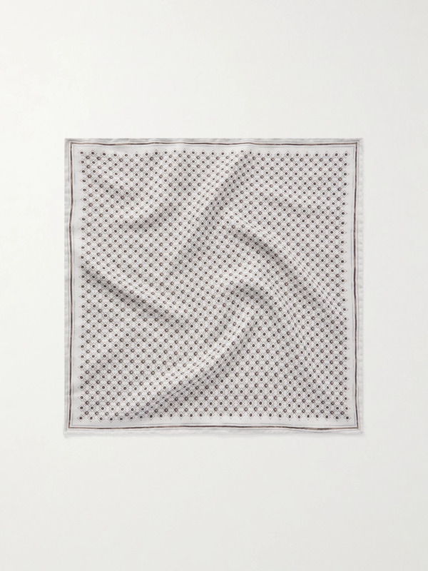  Brunello Cucinelli - Printed Silk Pocket Square - Men - Brown 