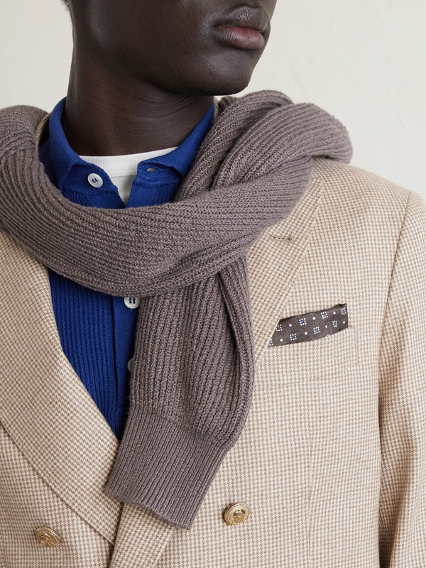  Brunello Cucinelli - Printed Silk Pocket Square - Men - Brown 