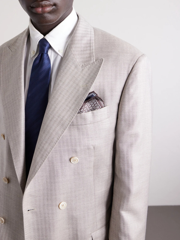 Brunello Cucinelli - Printed Silk Pocket Square - Men - Brown 