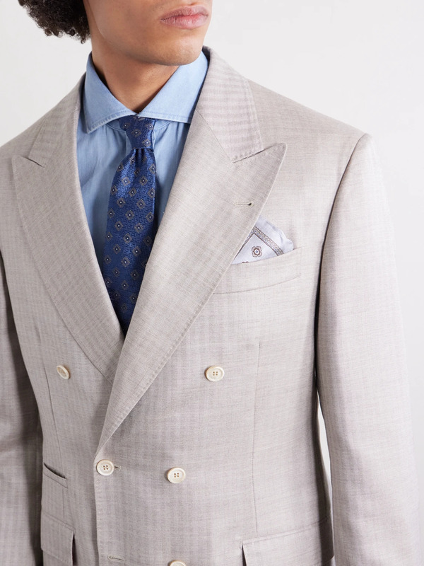  Brunello Cucinelli - Printed Silk Pocket Square - Men - Gray 