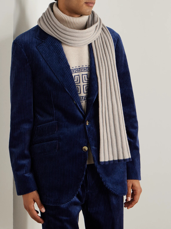  Brunello Cucinelli - Ribbed Cashmere Scarf - Men - Neutrals 