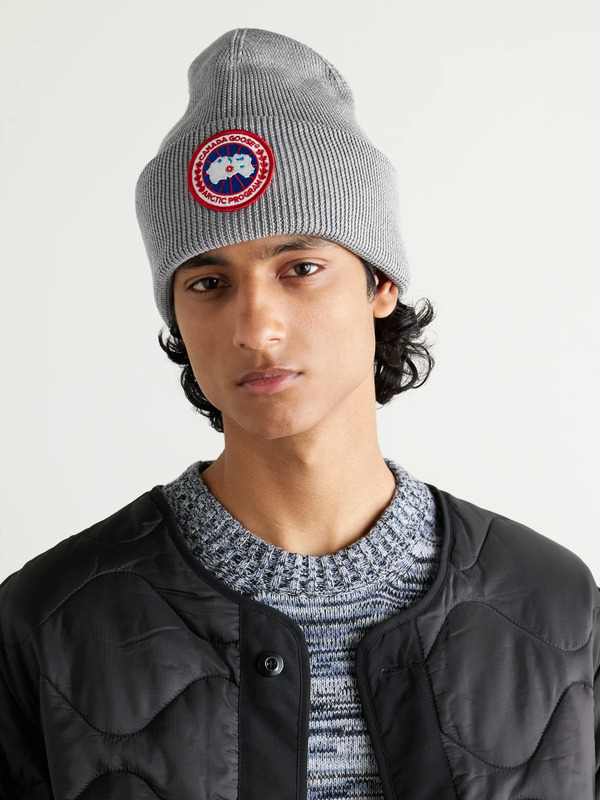  Canada Goose - Logo-appliquéd Merino Wool Beanie - Men - Gray 