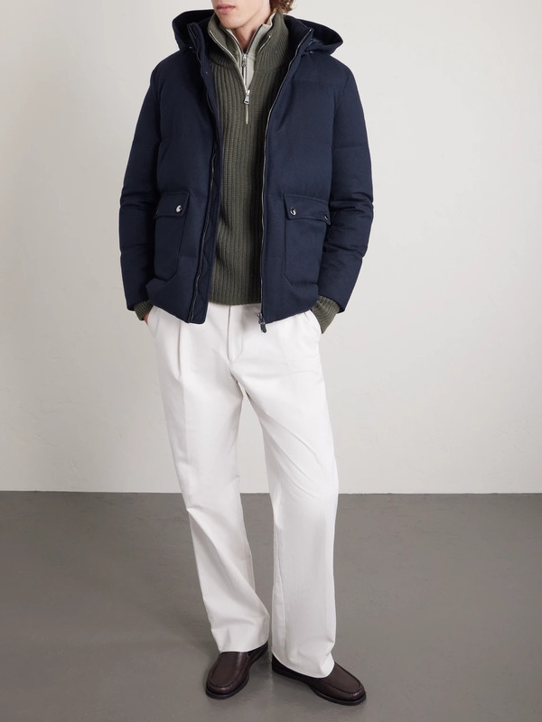  Canali - Hooded Cashmere Down Jacket - Men - Blue - It 52 
