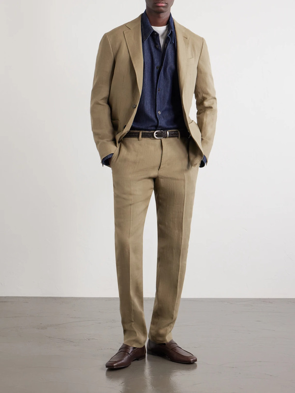  Canali - Kei Linen Suit Jacket - Men - Neutrals - It 46 