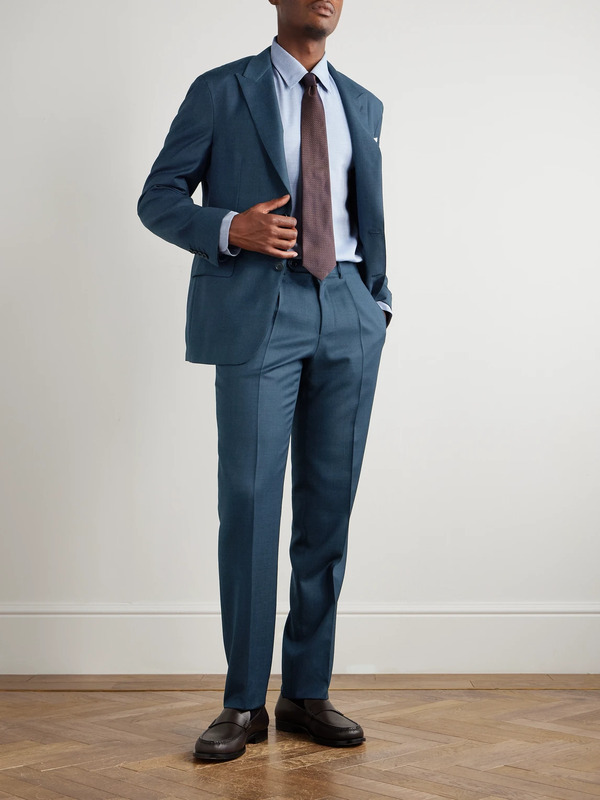  Canali - Tapered Pleated Checked Wool Suit Trousers - Men - Blue - It 52 