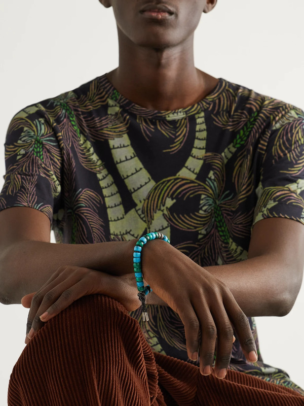  Carolina Bucci - Forte Beads White And Blackened Gold, Turquoise And Malachite Bracelet - Men - Blue 