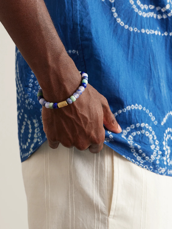  Carolina Bucci - Protection Forte Beads Gold Multi-stone Bracelet - Men - Blue 