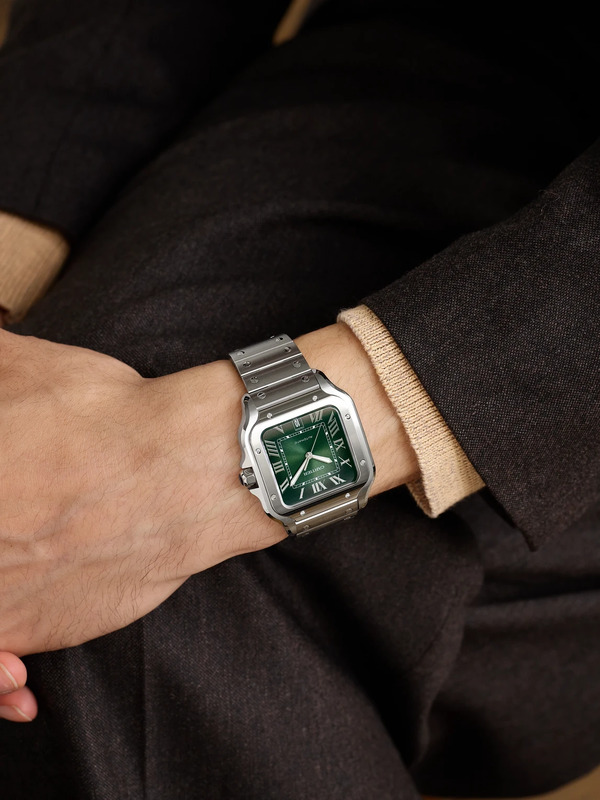  Cartier - Santos De Cartier Large Automatic 39.8mm Interchangeable Stainless Steel And Alligator Watch, Ref. No. Wssa0062 - Men - Green 