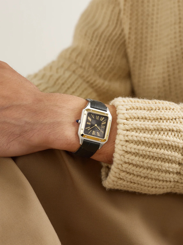  Cartier - Santos-dumont Large 43.5mm 18-karat Gold, Stainless Steel And Alligator Watch, Ref. No. W2sa0036 - Men - Black 