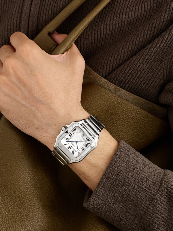 Cartier - Santos Large Automatic 39.8mm Interchangeable Stainless Steel And Leather Watch, Ref. No. Crwssa0018 - Men - White 