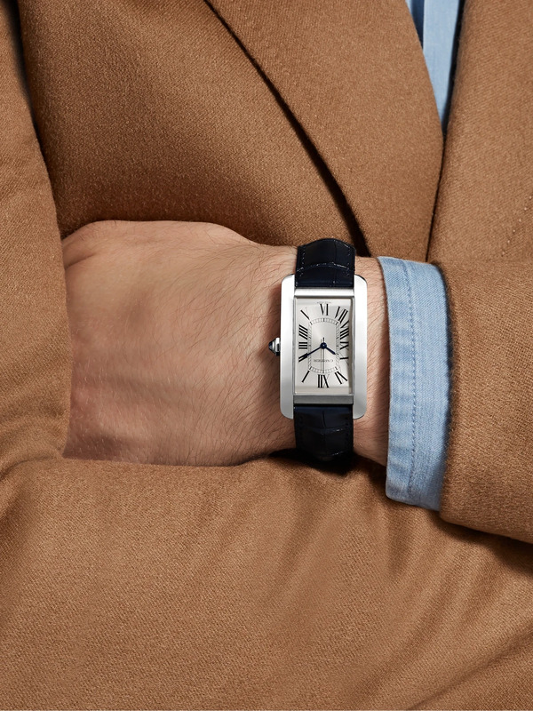  Cartier - Tank Américaine Automatic 45mm Steel And Alligator Watch, Ref. No. Crwsta0018 - Men - Silver 