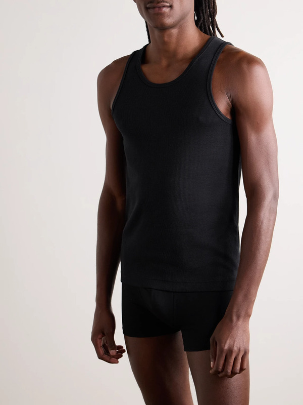  Cdlp - Ribbed Stretch Lyocell And Cotton-blend Tank Top - Men - Black - L 