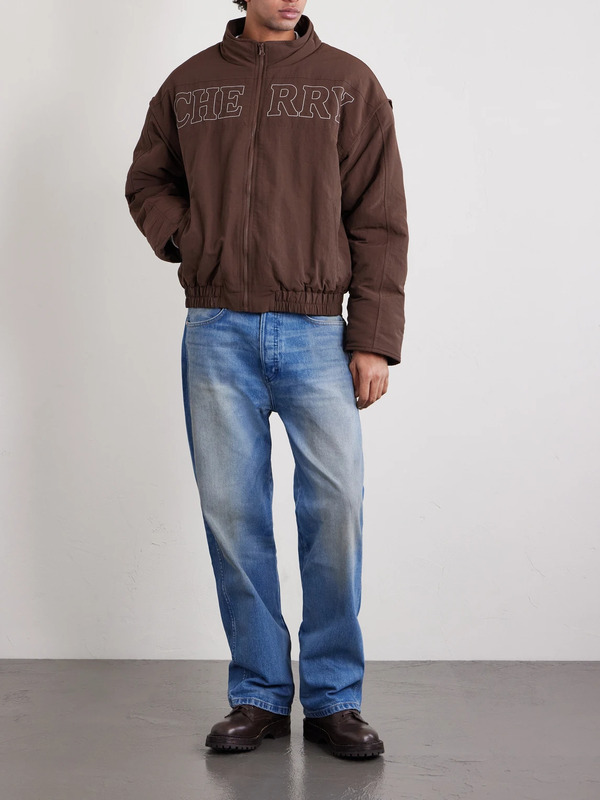  Cherry Los Angeles - Pit Crew Logo-embroidered Padded Nylon Jacket - Men - Brown - S 