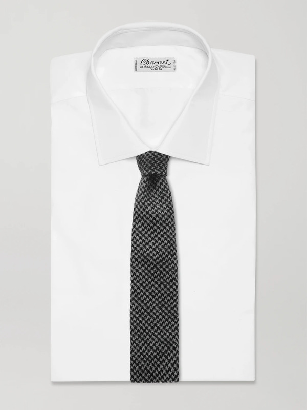  De Petrillo - 7cm Houndstooth Wool And Cashmere-blend Tie - Men - Gray 