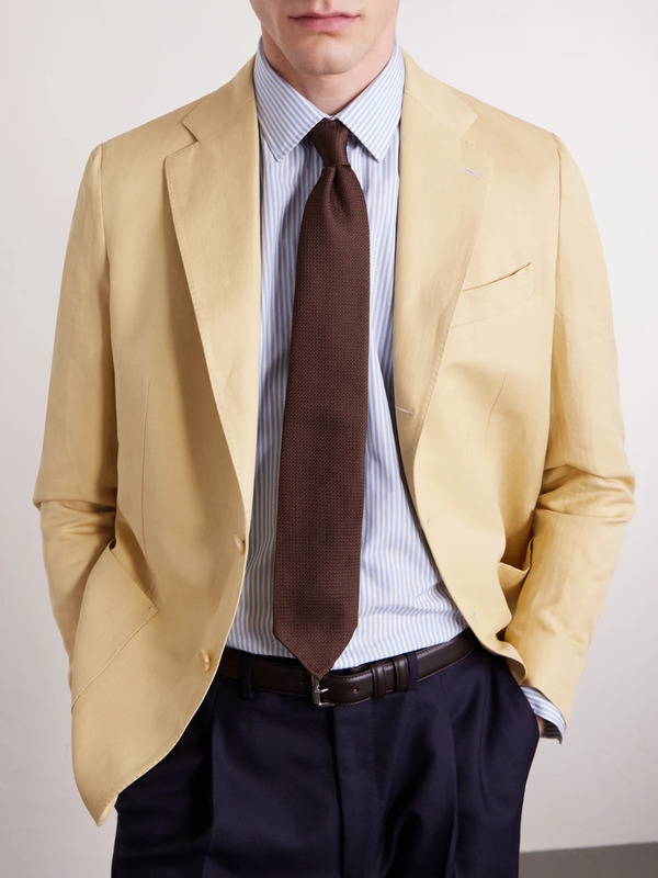  De Petrillo - Houndstooth Silk-jacquard Tie - Men - Brown 