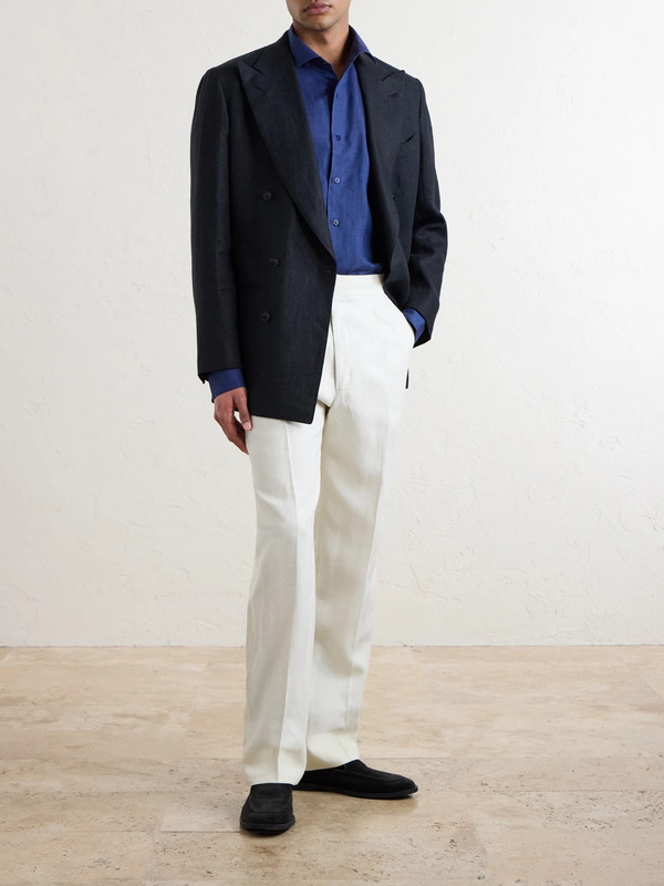  De Petrillo - Linen Shirt - Men - Blue - Eu 38 