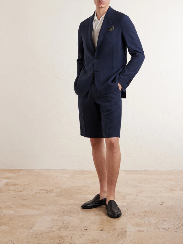  De Petrillo - Linen Single-breasted Blazer - Men - Blue - It 46 