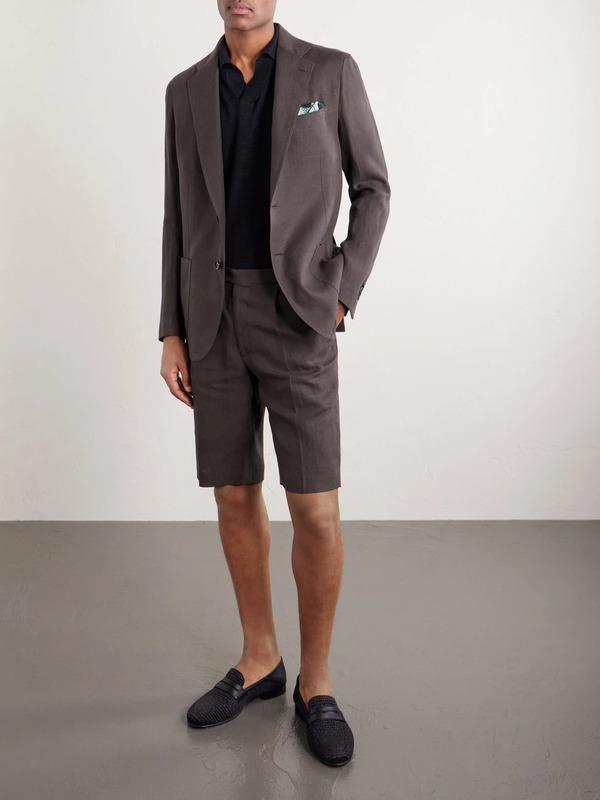  De Petrillo - Linen Single-breasted Blazer - Men - Brown - It 46 