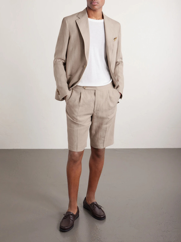  De Petrillo - Linen Single-breasted Blazer - Men - Neutrals - It 46 