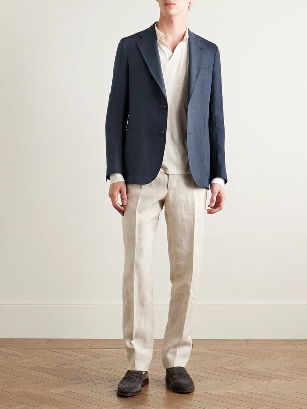  De Petrillo - Linen Suit Jacket - Men - Blue - It 50 