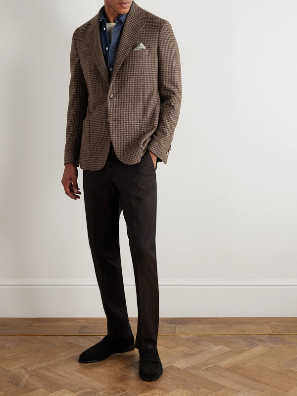  De Petrillo - Posillipo Houndstooth Wool-tweed Blazer - Men - Brown - It 46 