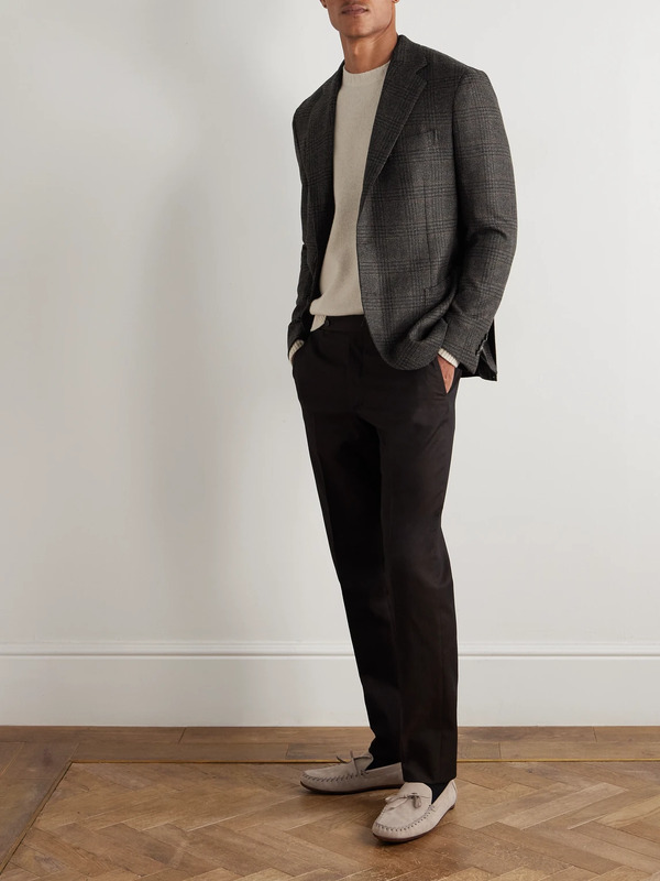  De Petrillo - Posillipo Unstructured Prince Of Wales Checked Wool And Cashmere-blend Suit Jacket - Men - Brown - It 46 