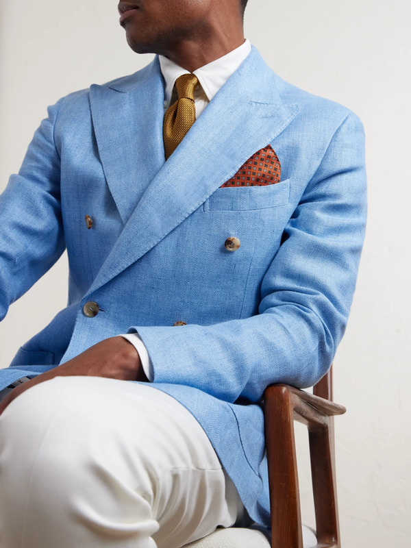  De Petrillo - Printed Silk-twill Pocket Square - Men - Orange 