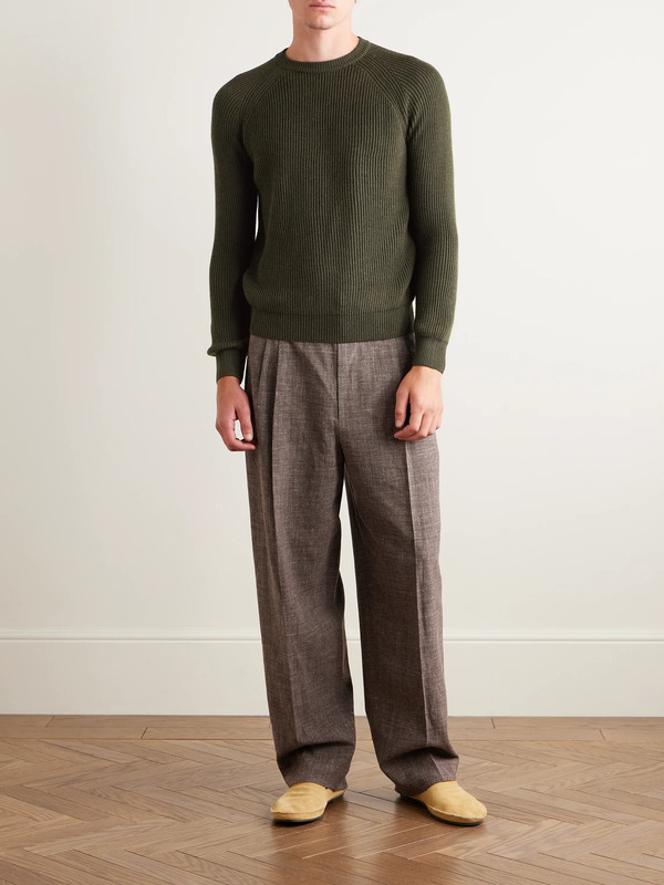  De Petrillo - Ribbed Virgin Wool Sweater - Men - Green - It 46 