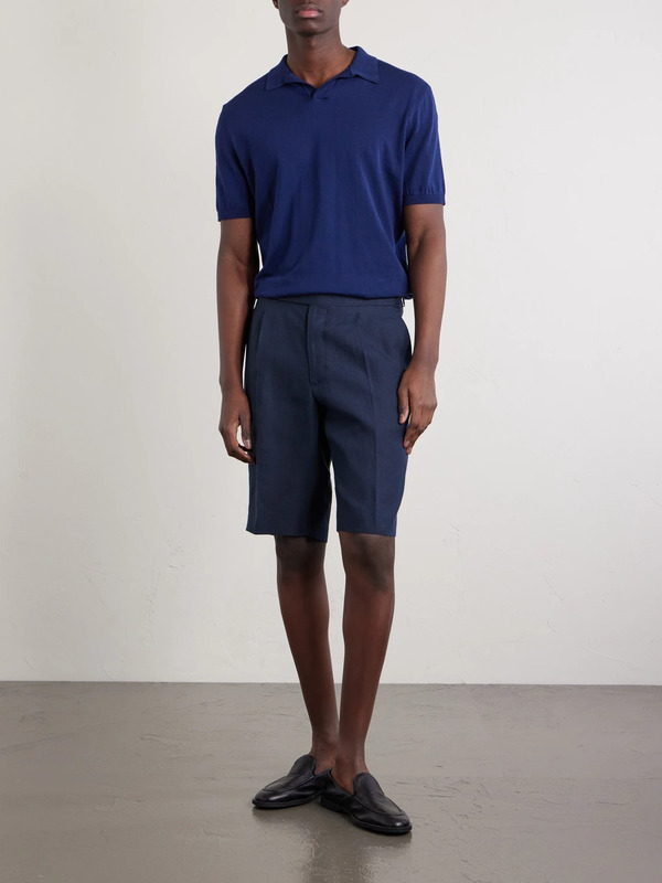  De Petrillo - Straight-leg Linen Shorts - Men - Blue - It 46 