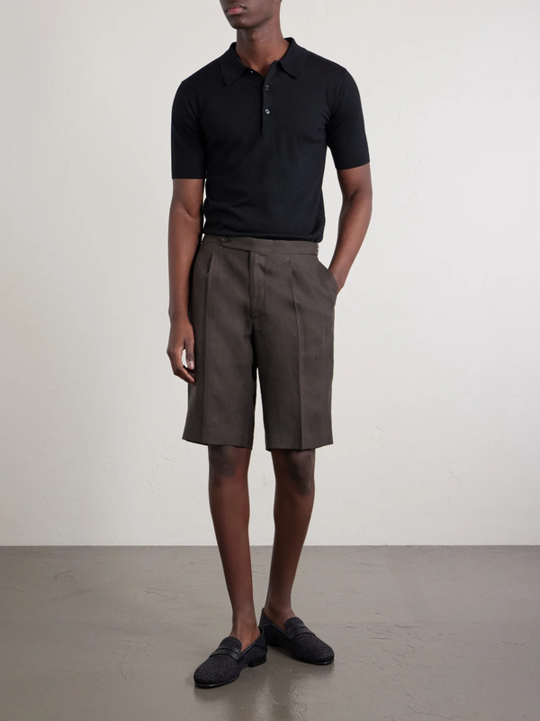  De Petrillo - Straight-leg Linen Shorts - Men - Brown - It 46 