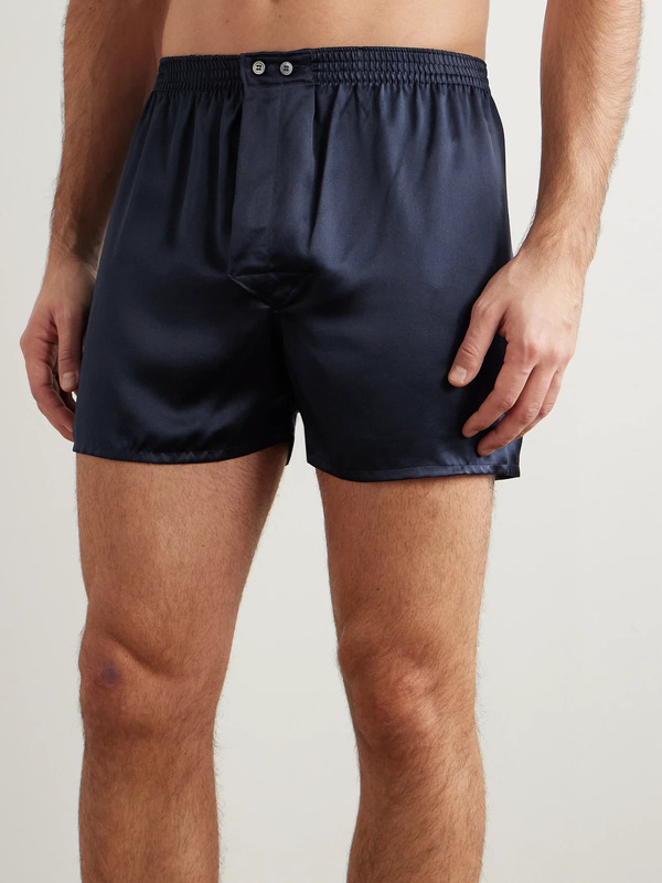  Derek Rose - Bailey Silk-satin Boxer Shorts - Men - Blue - S 