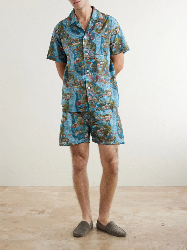  Derek Rose - Ledbury 100 Printed Cotton Pyjama Set - Men - Blue - S 
