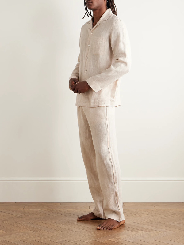  Derek Rose - Sicily 1 Linen Pyjama Set - Men - Neutrals - L 