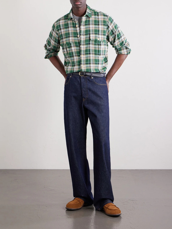  Drake's - Checked Cotton Shirt - Men - Green - S 