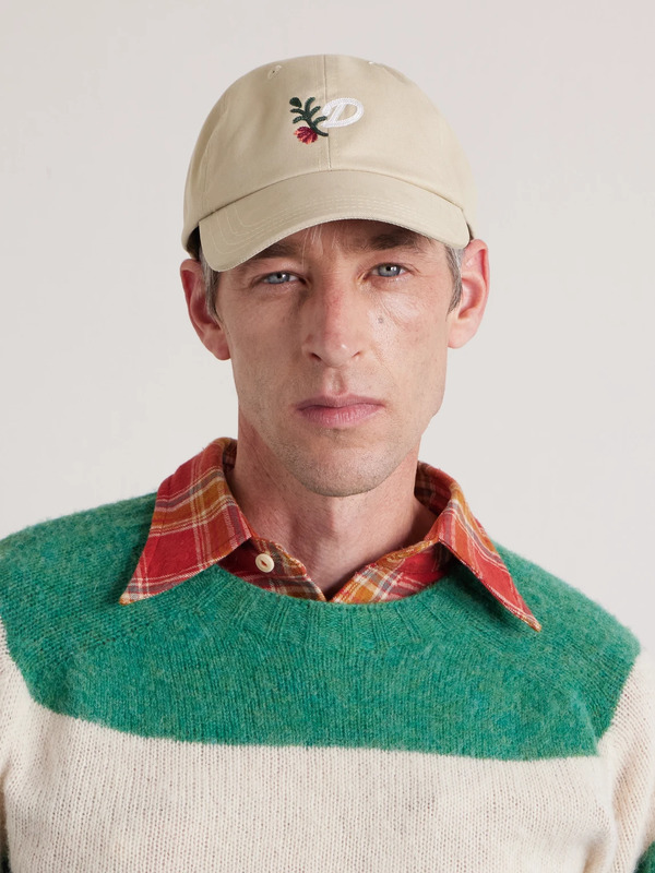  Drake's - D Flower Embroidered Cotton-twill Baseball Cap - Men - Neutrals 