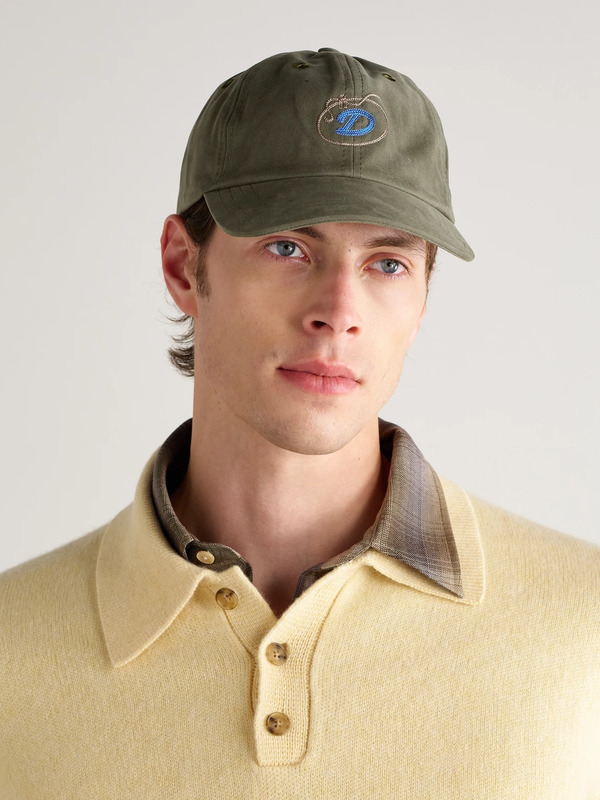  Drake's - D Lasso Logo-embroidered Cotton-twill Cap - Men - Green 