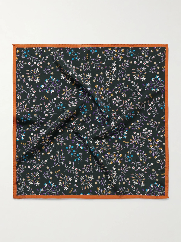  Drake's - Floral-print Wool Pocket Square - Men - Green 