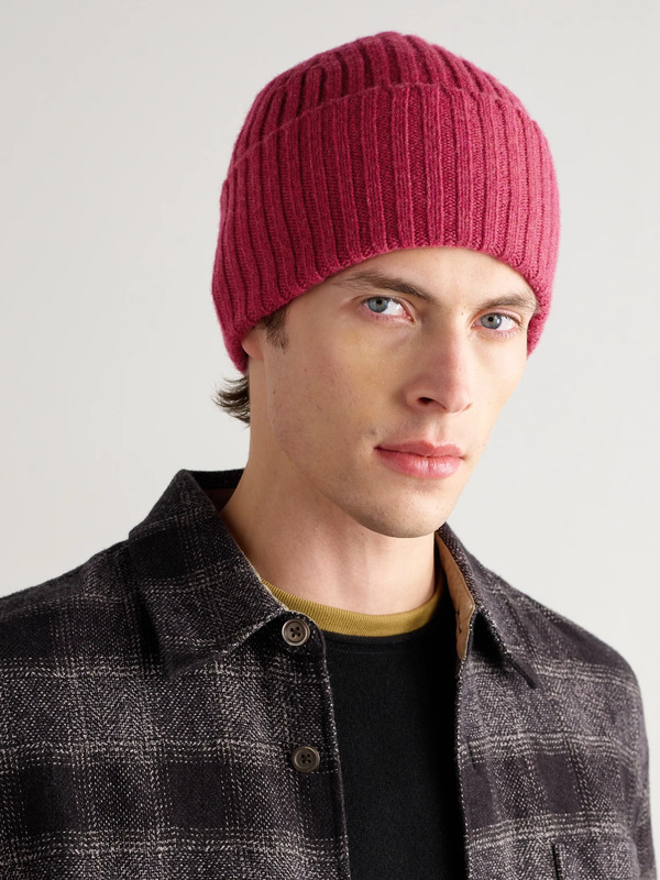  Drake's - Him Ribbed Wool Beanie - Men - Brown 