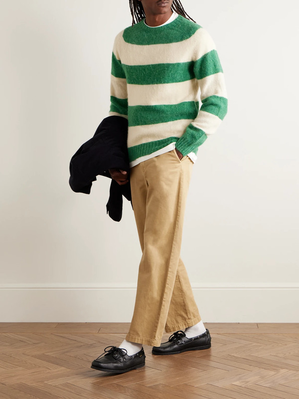  Drake's - Him Striped Wool Sweater - Men - Green - M 