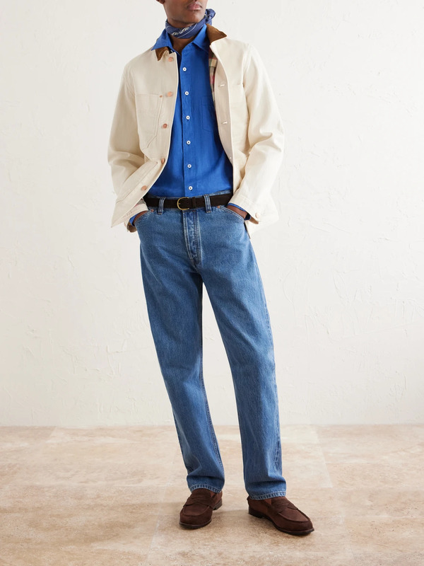  Drake's - Linen Shirt - Men - Blue - S 