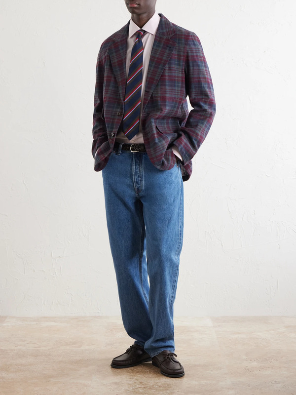  Drake's - Madras Games Checked Linen-blend Blazer - Men - Blue - Uk/us 38 